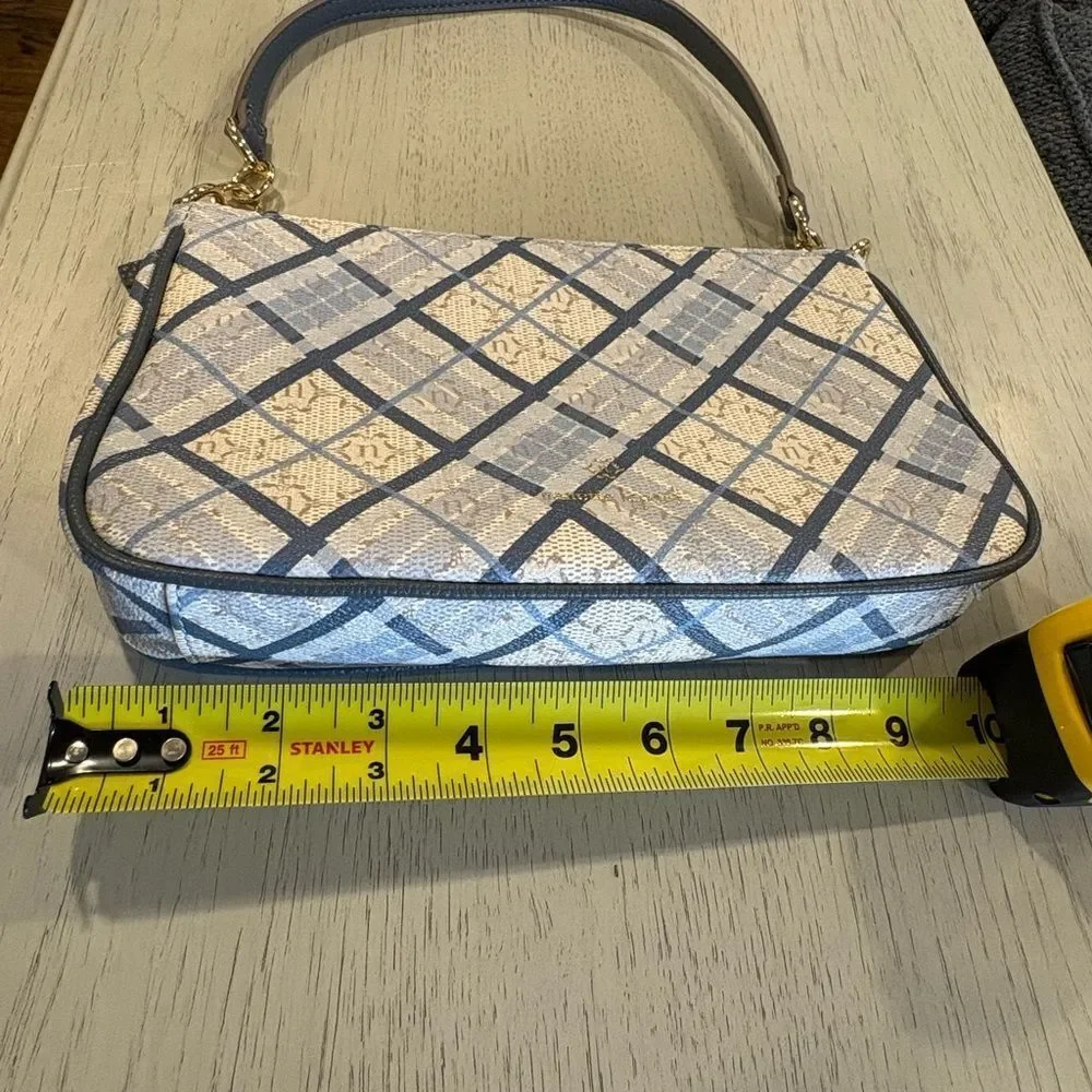 Nanette Lepore Blue and Cream Checkered Shoulder Bag